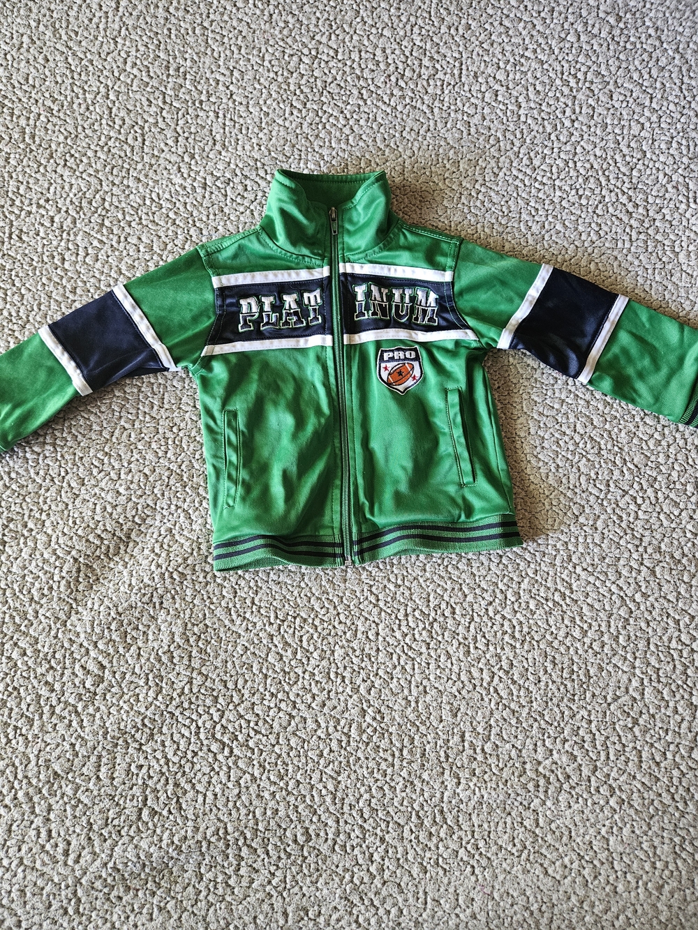 & Other Stories Green Zip-Up Kids Track Jacket with Navy Stripes